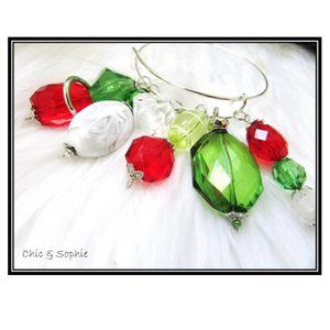 Charm Bangles Red Green Holiday Christmas Bracelet
